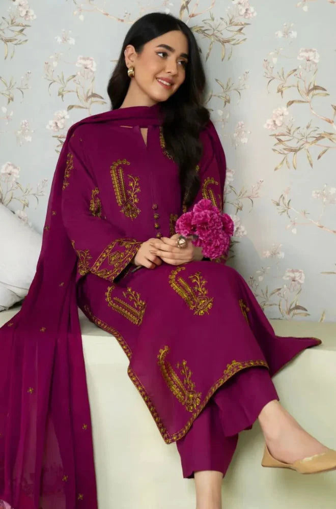 Dyot- 3PC Lawn Embroidered Suit - FU0294 - Farakh Fabrics