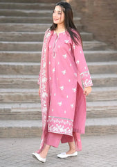 Pink Delight Embraided 3pec Lawn FF0123 - Farakh Fabrics